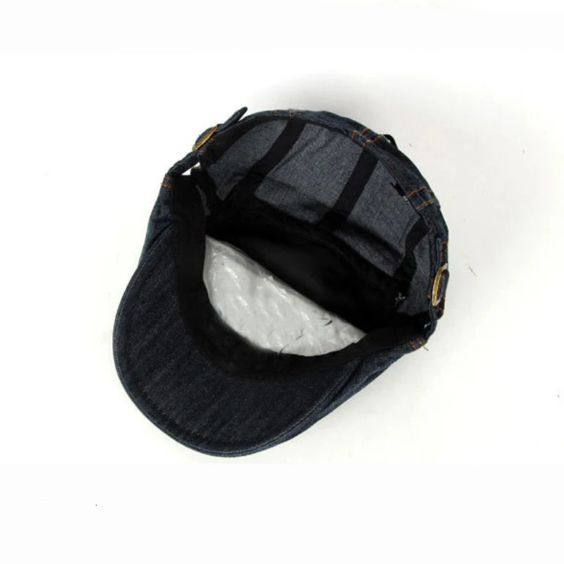 HT1195 Fashion Spring Summer Jeans Beret Hats for Men Women Quality Casual Unisex Denim Beret Cap Fitted Sun Cabbie Flat Cap 250729