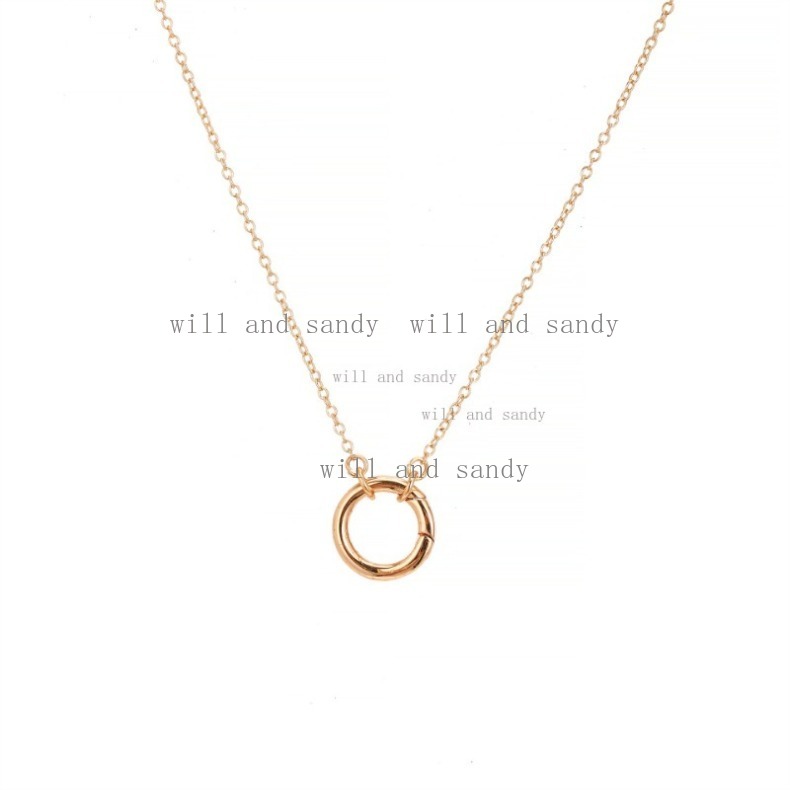 Dainty Gold Birthstone Interlocking Circle Pendant Necklaces for Women Trendy Non Tarnish 18K Gold Plated Simple Ring Charm Holder Necklace Jewelry Bi
