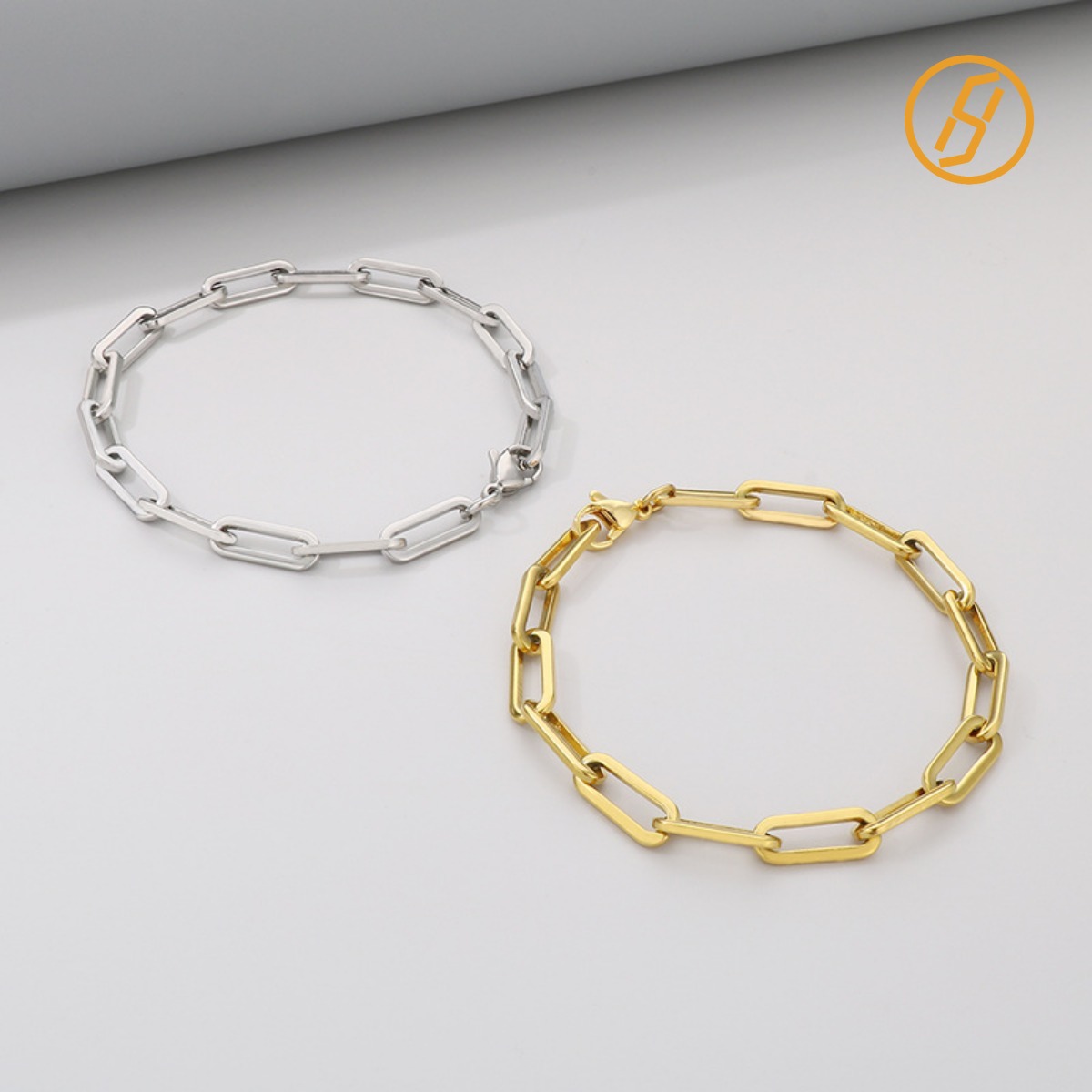 Personalized Titanium Square Wire Necklace Bracelet - Versatile Electroplated Stainless Steel Sweatshirt Chain for Men and Women Couples Z260313