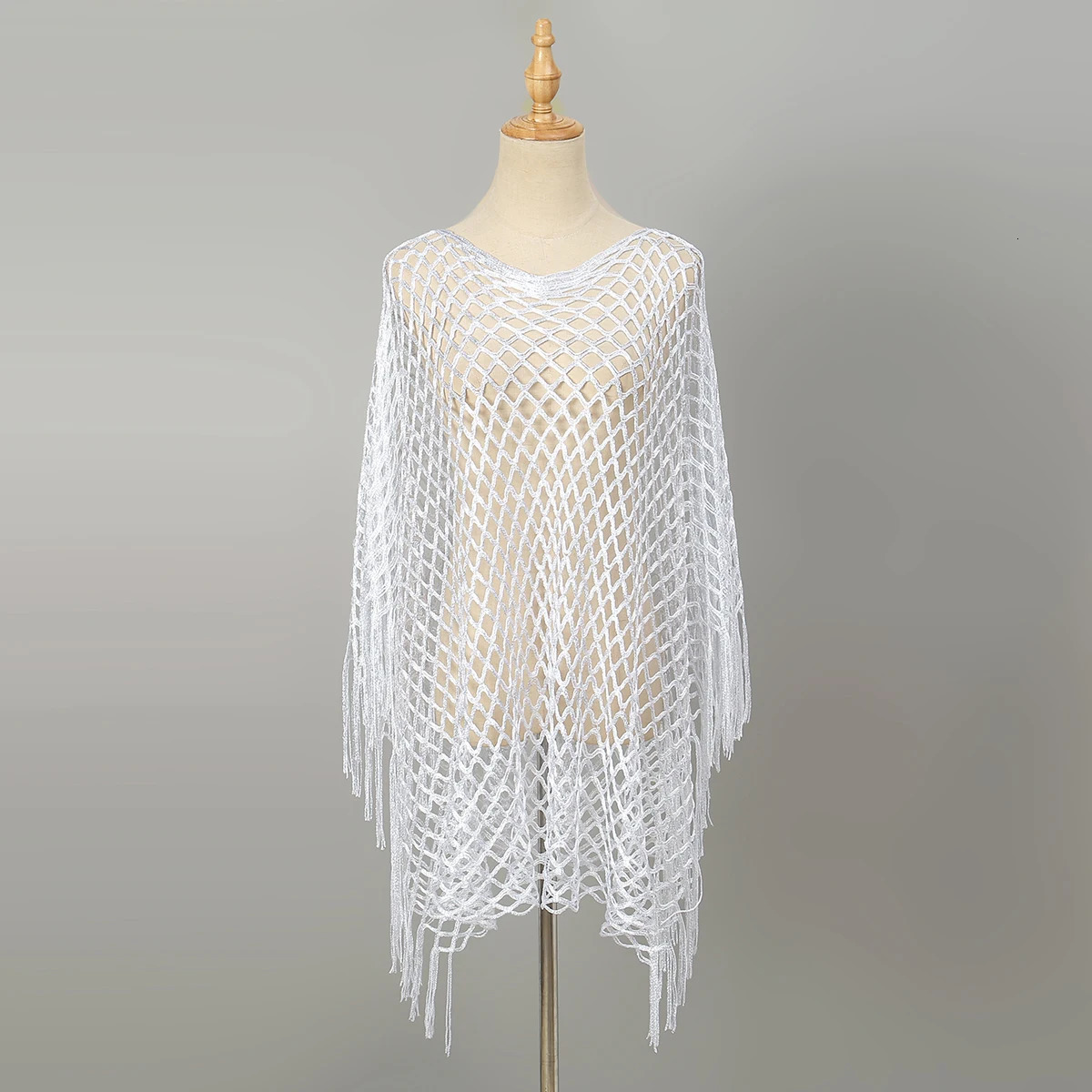 Dubai Women Shawl Wrap Poncho Knitted Simple Hollow Pullover Cape Woman Oversized Coverup Cloak Bohemian Style Sunscreen 250731