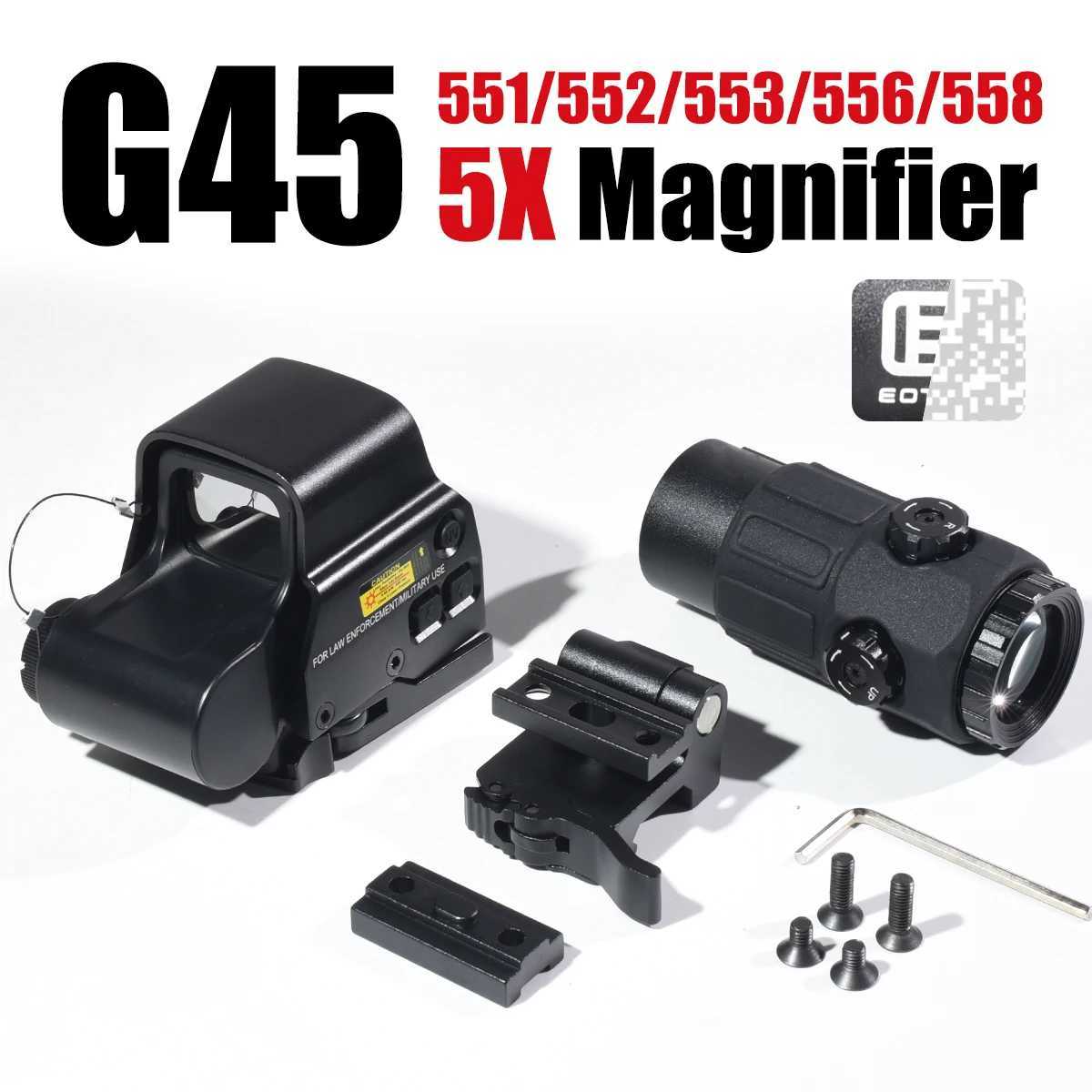 558 G45 Red Dot Sight Holographic Combo 5X Magnifier for 558 556 553 551 Sights Collimator Hunting Gear Accessories R250730