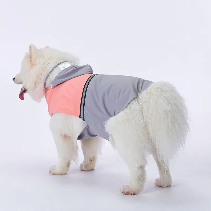 Mesh lined reflective strip dog raincoat waterproof fashionable dog jacket pet dog coat suitable for large pet dogs 250729