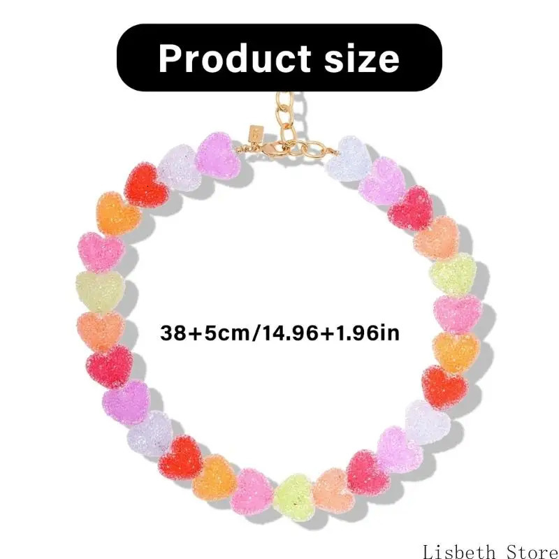 Colorful Love Candy Resin Collarbone Necklace Unique n Lightweight Fashion Neck Chain Jewelry Gift For Women 250729