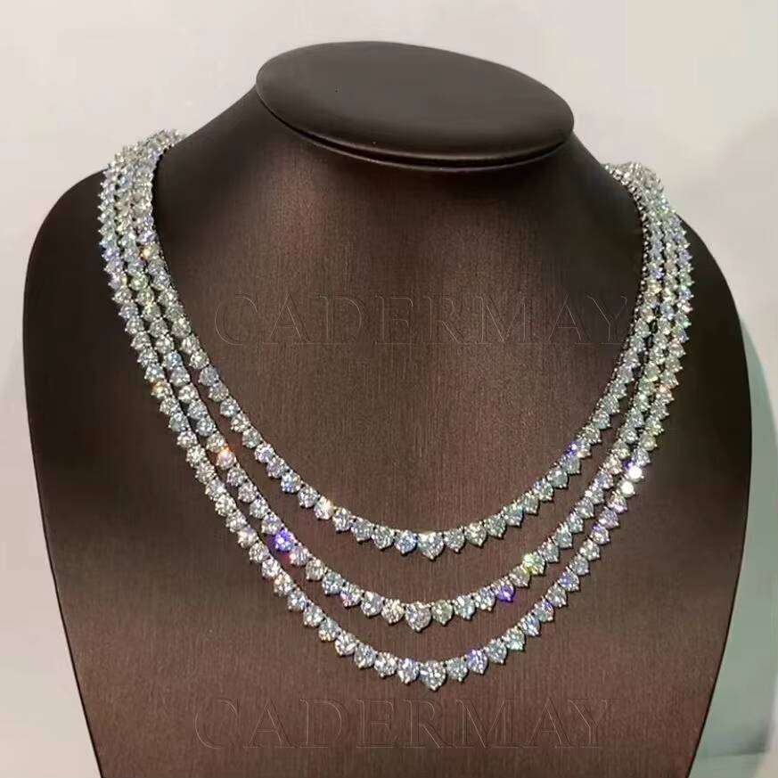 Cadermay New Style Tennis Pendant Necklace GRA Certificate 6.5mm D VVS Moissanite Chain Graduated Tennis Necklace