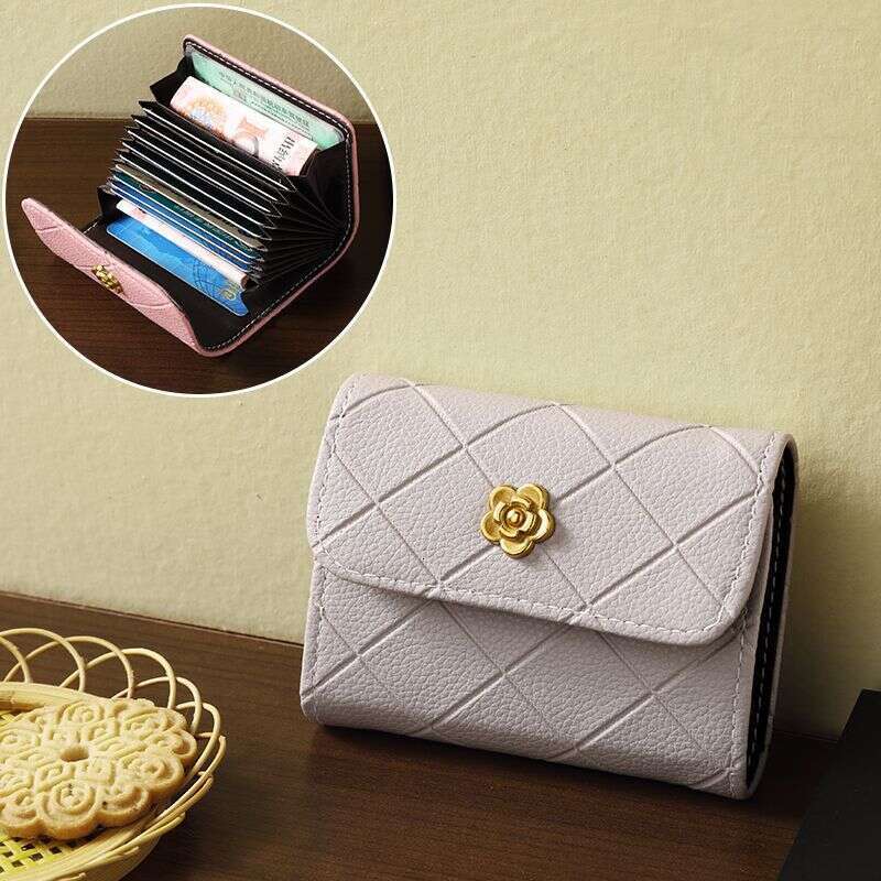 2023 Camellia Card Holder - Slim PU Wallet with 11/18 Card Slots in Black/Pink/Gray, Compact Money Organizer