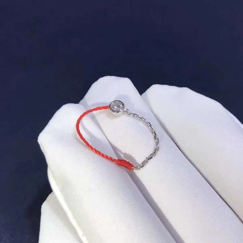 France Paris Bubble Single Diamond Red Rope Lucky Zodiac Year and Month Old Versatile Unique Ring for Women Trendy