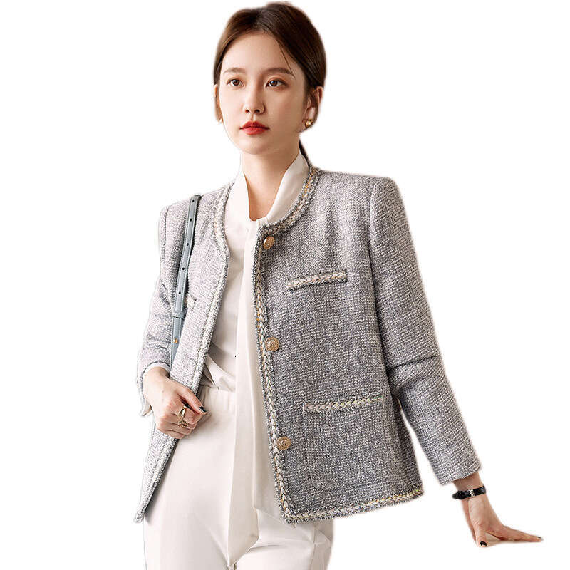 Autumn Viscose Loose Pants Set Plaid Blazer Long Sleeve Elegant Commuter Women's Clothing