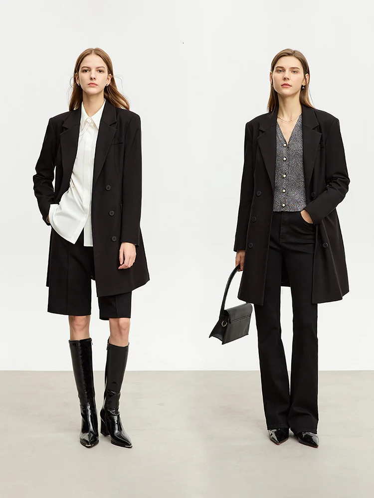 AMII Minimalist Blazer for Women Autumn Long Simple Basics Jacket with Waist Rope Slim Fit Blazers12343036 w250729