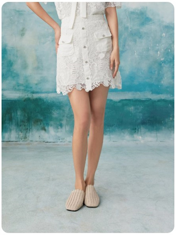 Women White Lace Plaid Straight Short Skirts Elegant Ladies Hollow Out Trendy Zipper Work Wear Floral Pencil Wrap Hips Mini Skirt 6111421