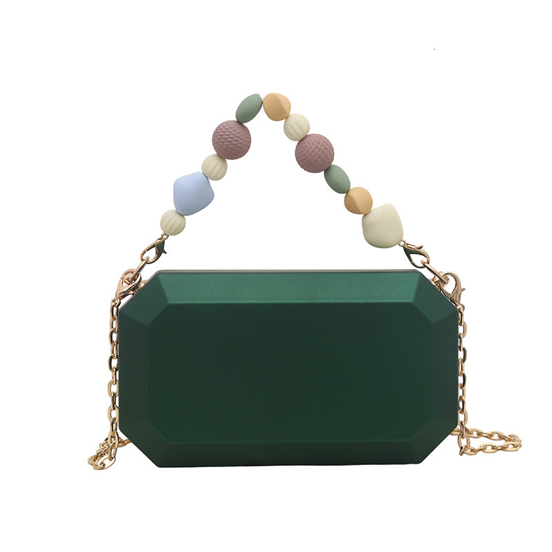 2025 New Acrylic Metal Box Chain Beaded Handbag Single Shoulder Crossbody Mirror Phone Bag ddmymoon
