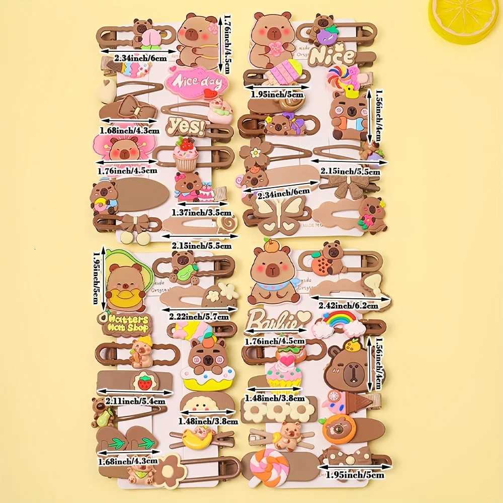 14 Pieces of Multi-Color Cute Kapibara Hairpin Set Including Various Fashion Elements of Butterflies and Flowers R250730