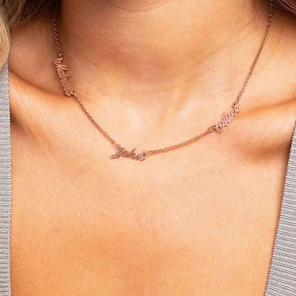 Custom Multiple Stainless Steel Women Choker Necklace Personalized Names Jewelry Gift