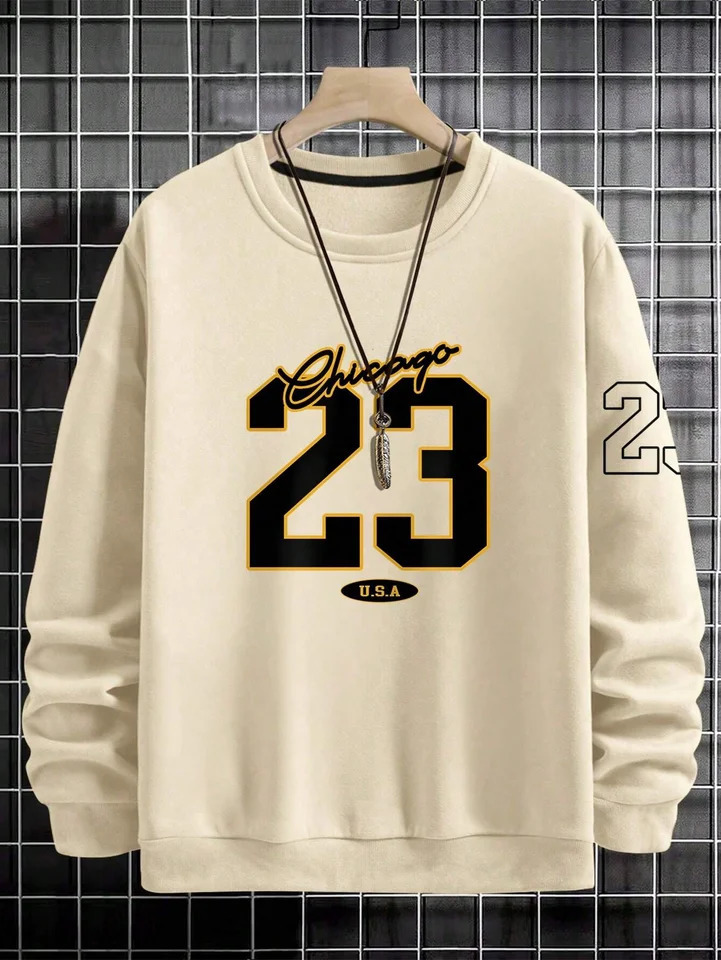 23 USA Art Letter n Men Clothes Street Style Fleece Sweatshirts Autumn Casual Hoodies Fashionable Crewneck Pullovers Hoody 250729