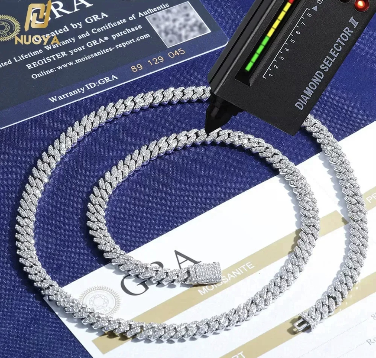 designer chain necklace hip hop jewelry 8mm wide 1 rows link chains vvs moissanite white gold plated sterling sier cuban bracelets