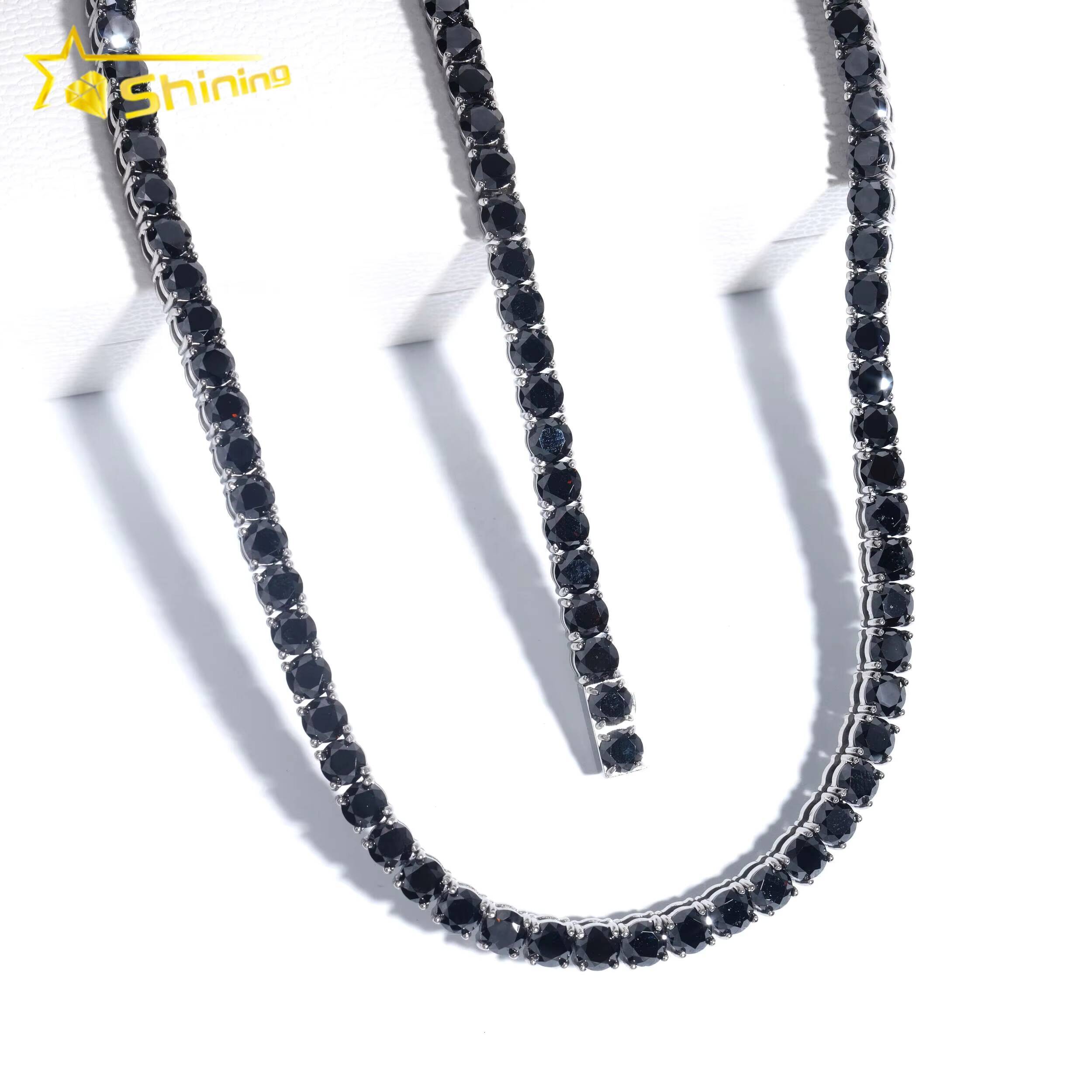 Pass Diamond Tester Black Diamond 316L Stainless Steel Hip Hop Tennis Bracelet Moissanite Tennis Necklace