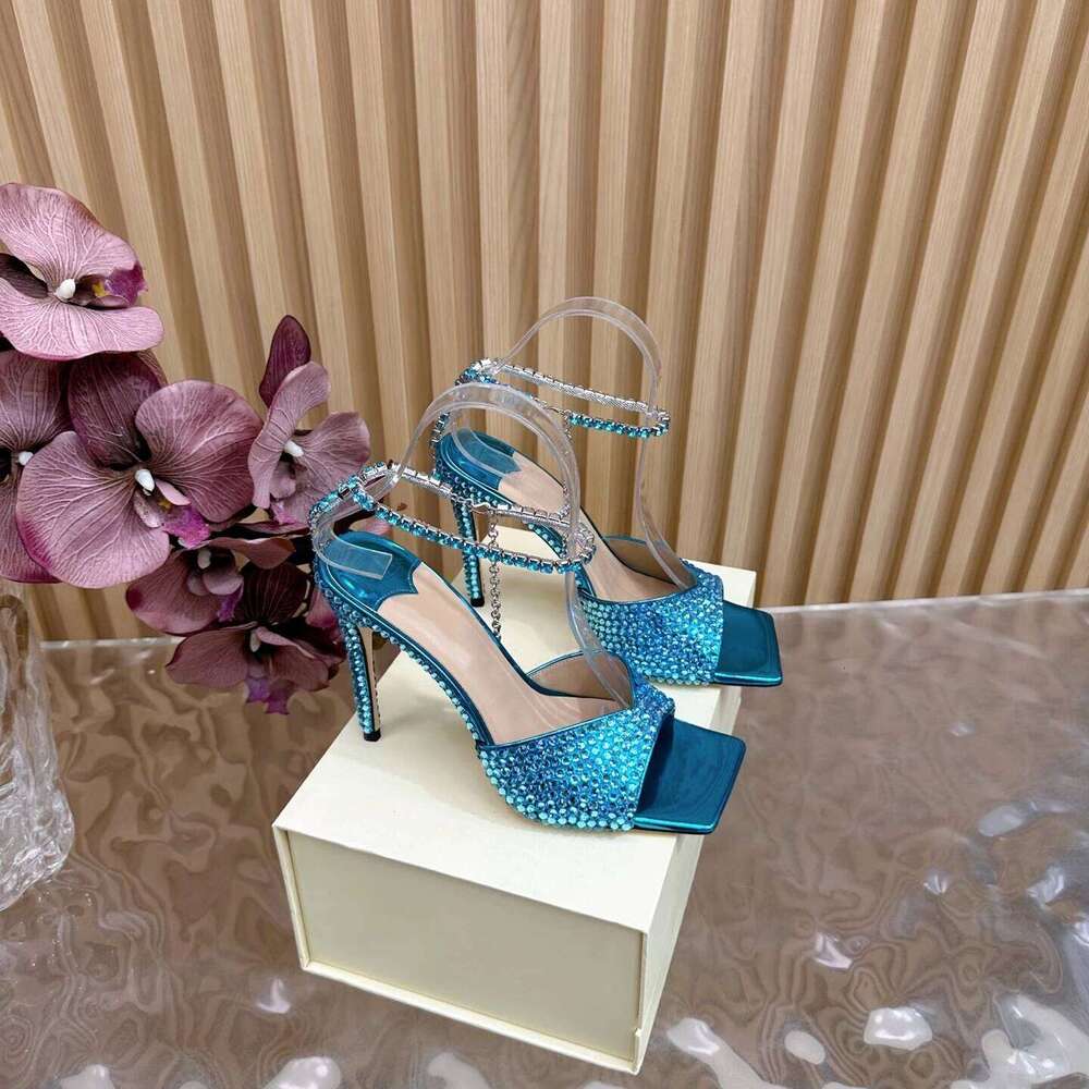 Women Size34-42 Genuine Leather Crystals Sandals Super High Heels Pumps Wedding Summer Designer Shoes Zapatillas De Mujer 59f