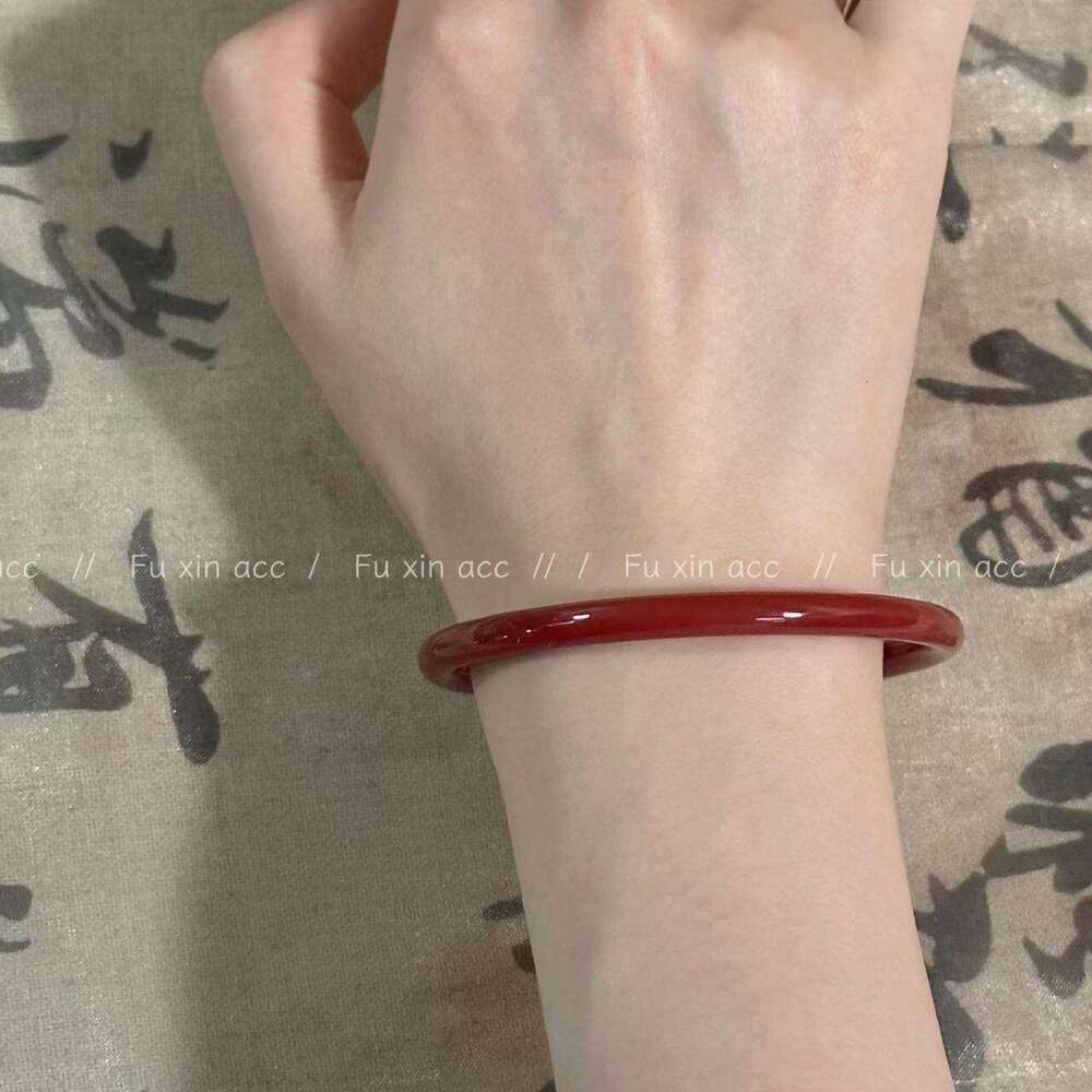 Chinese National Style Cinnabar with Red Bodhi Beads Cute Kitty Cat Stacking Bracelet 070