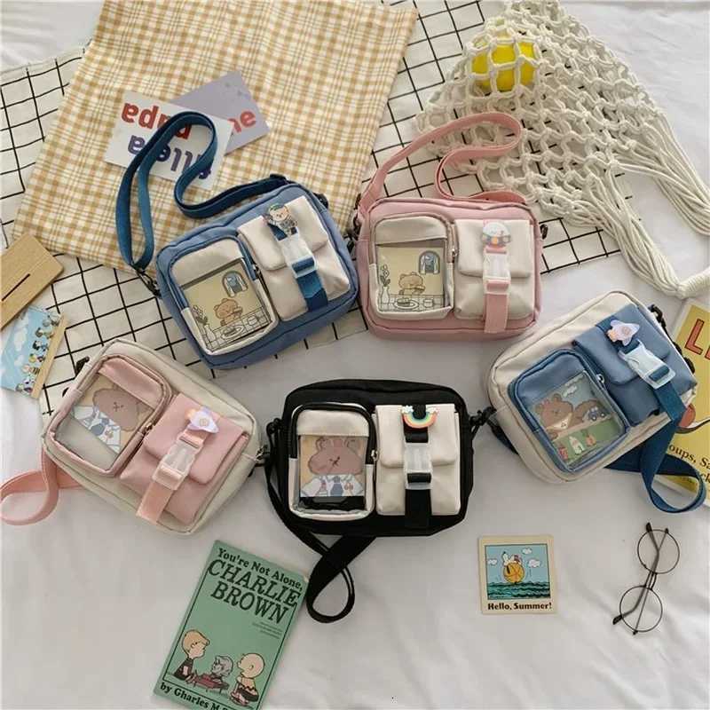 Japanse Style KAWaii Bag Student Small Nylon Bag Mutipockets Transparent Crossbody Bags Women New Shoulder Bag Bolsa Mujer Y250730