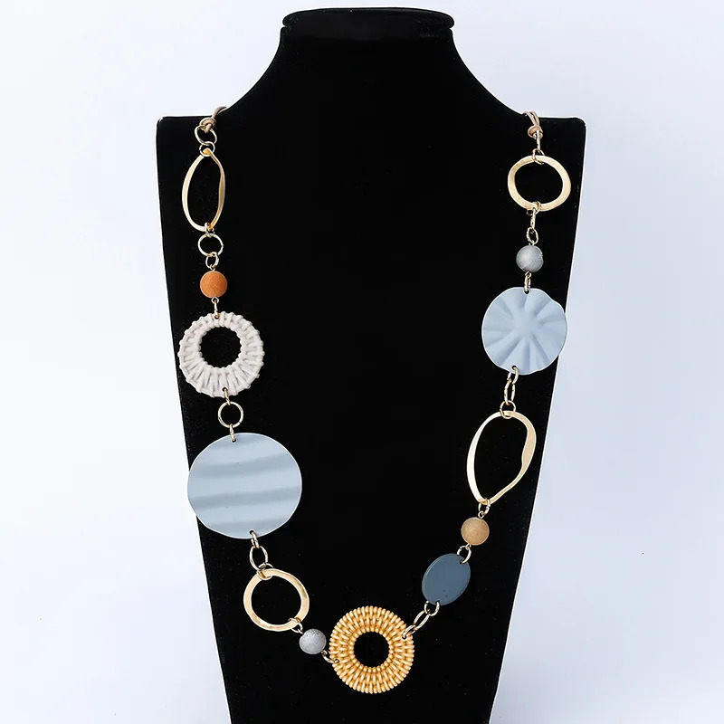 Kaseakia Big Large Resin Hoop Chain Sweater Long Necklace for Women Fashion 250729