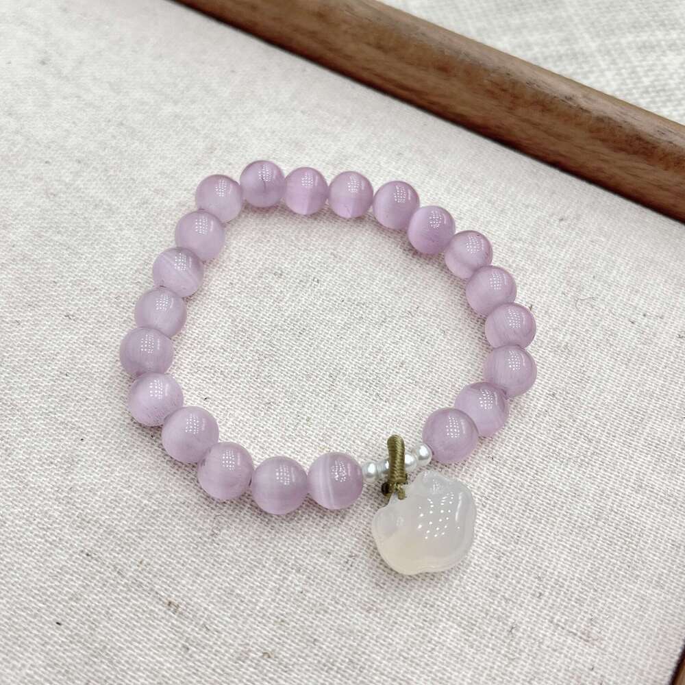 Chalcedony Peace Buckle Beads High-end Simple Fresh Cat's Eye Gold Sand Stone Bracelet 9ec