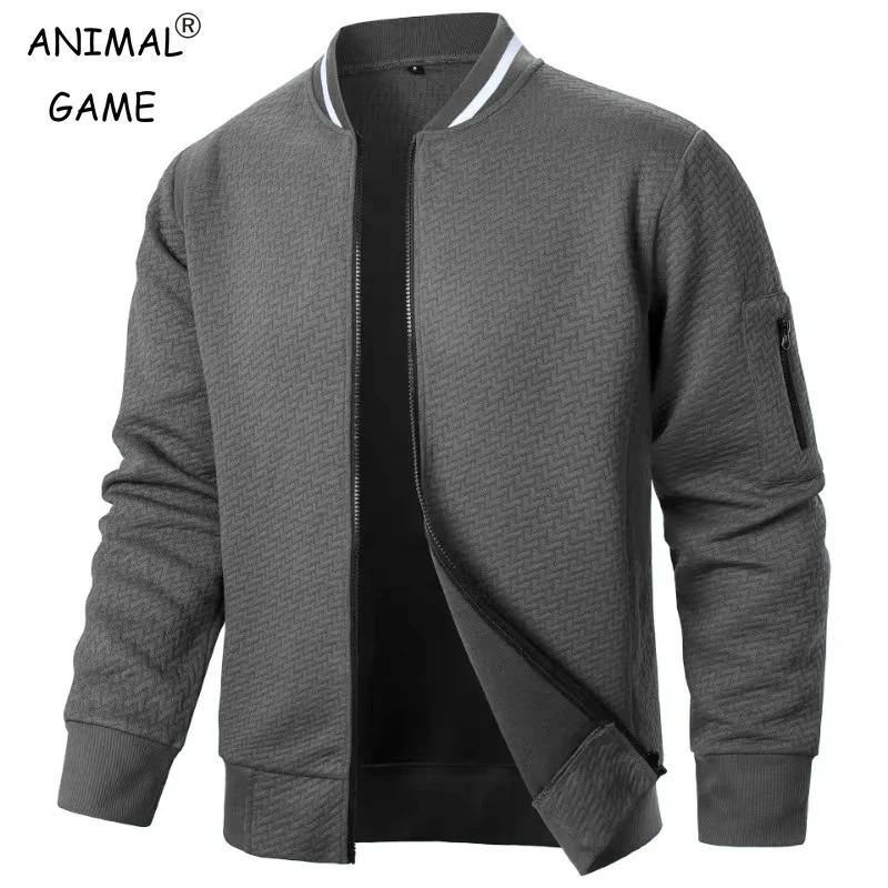 Mens Casual Jacket Loose Fit Lightweight Varsity Bomber with Zipper Outdoor Streetwear Standup Collar Sweatshirts 250730