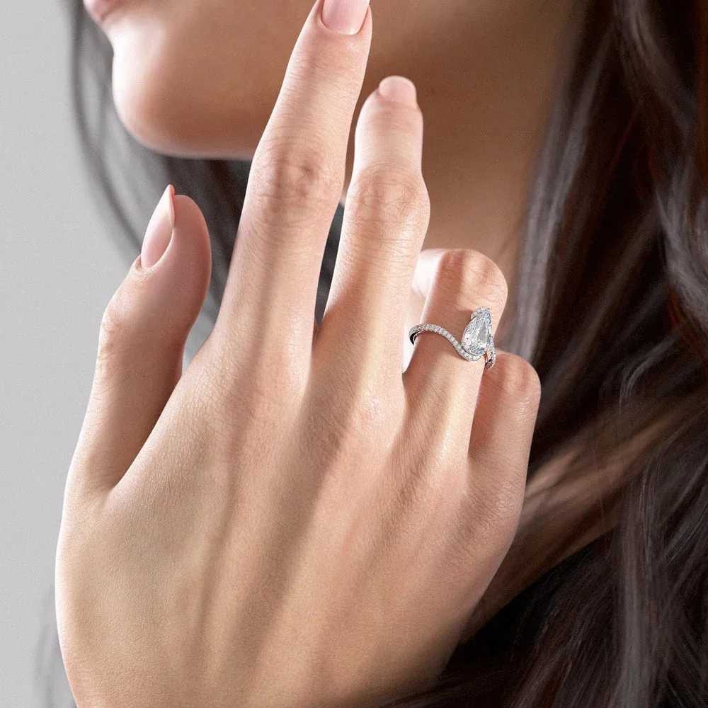 Pear Cut White Zircon Bridal Rings For Women Silver Rose Gold Color Promise Engagement Wedding Bands Jewelry Valentine Day Gifts y250730