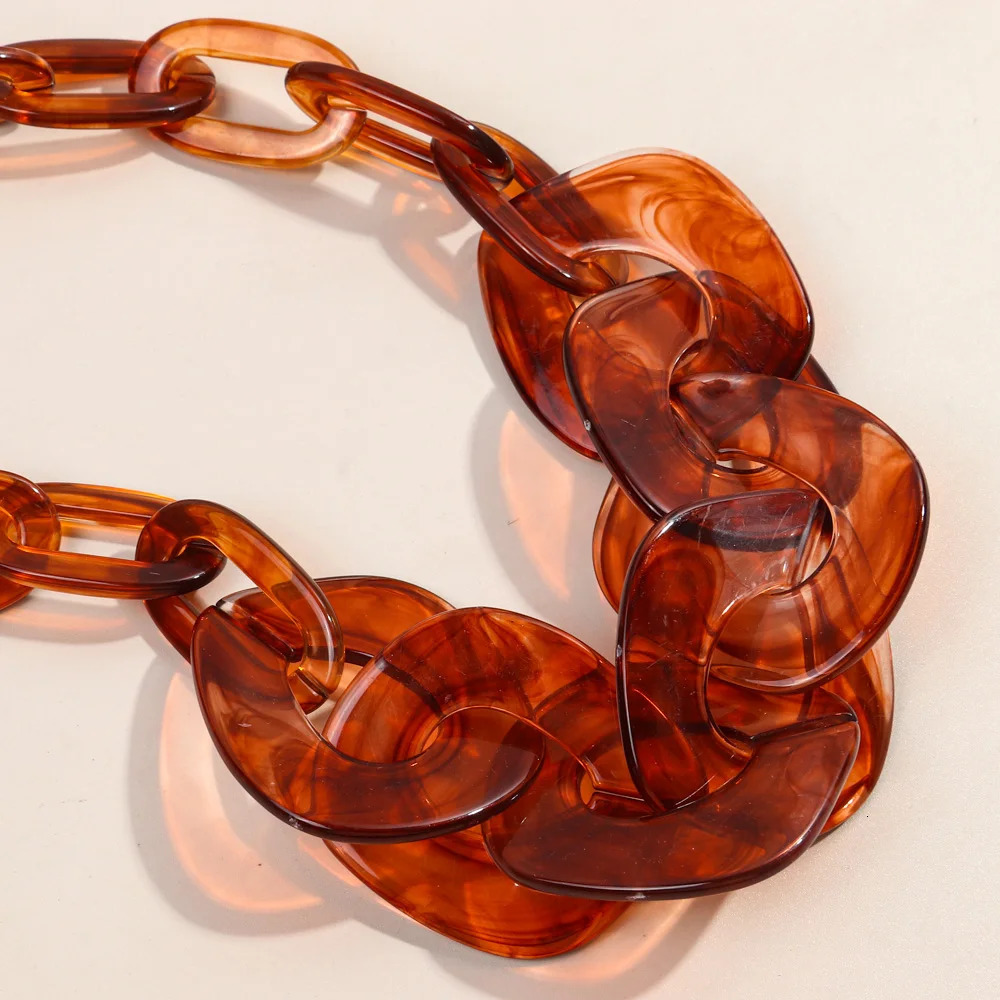 FishSheep Trendy Acrylic Tortoiseshell Choker Necklaces for Women Resin Chain Geometric Pendant Necklace Fashion Jewelry 250729