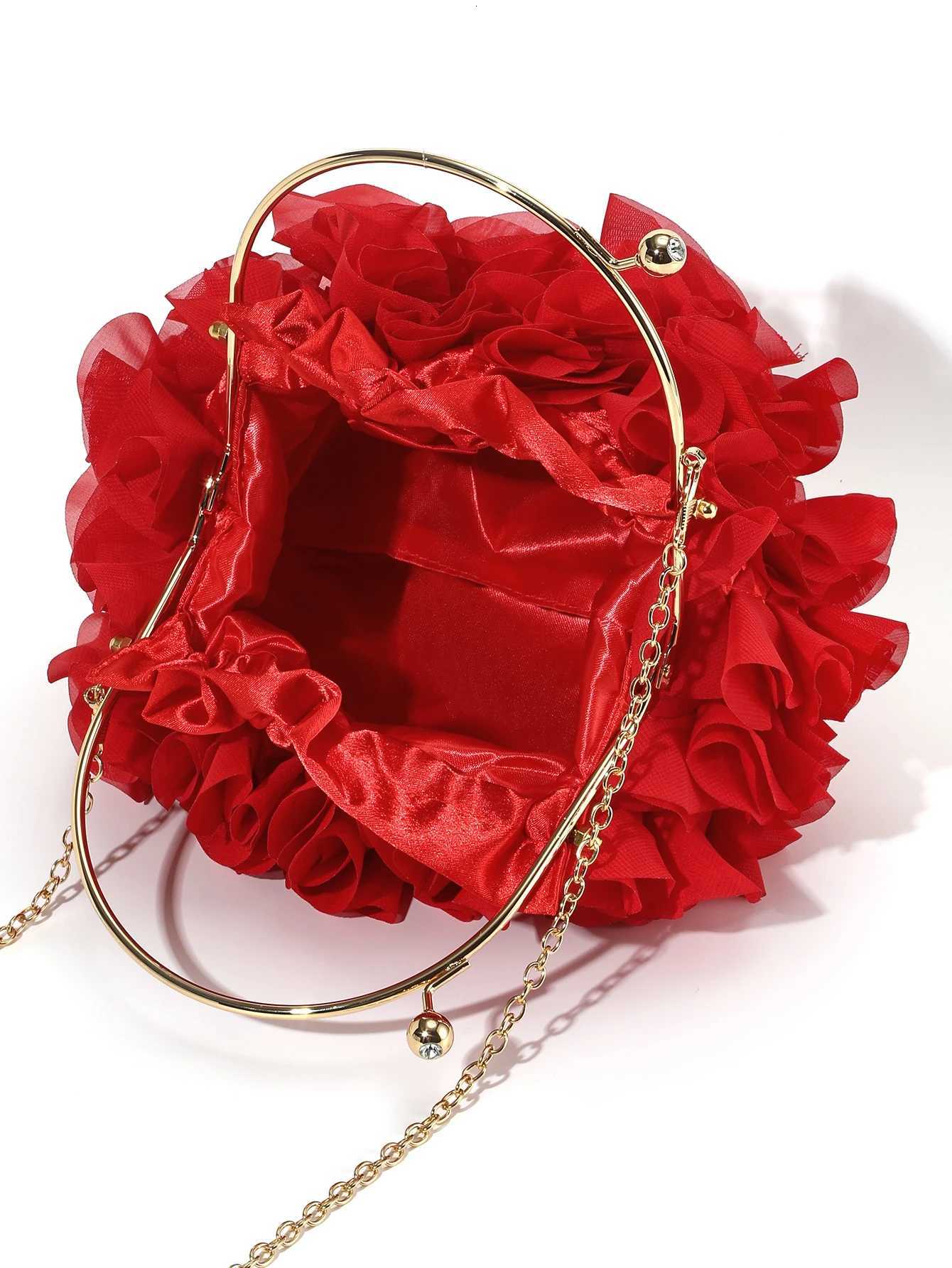 Vintage Satin Floral Bride Party Evening Clutch Bag Women Wedding Purses and Handbags Shoulder Chain Bag Y250730