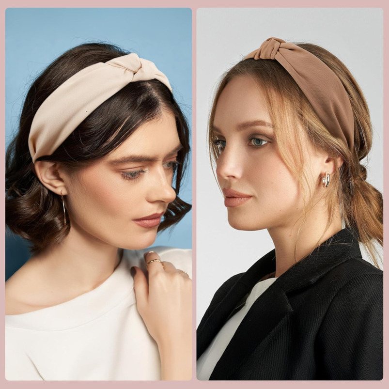 Funtopia Women, 9pcs Fashion Knotted Headband Leopard Print Knot Hairband, Cute Wide Headbands for Women Girls Hair Accessories Set(Brown Black White)