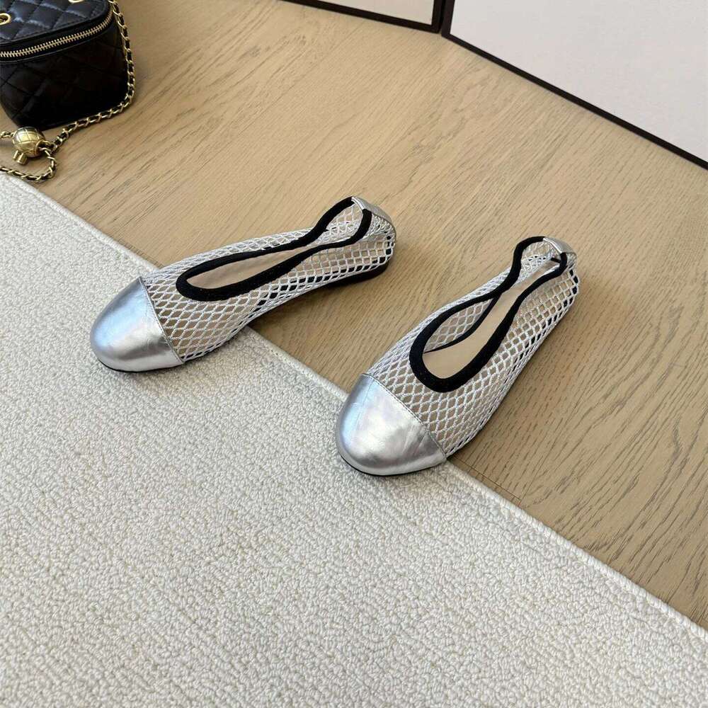 Women Size34-41 Genuine Leather Ballet Flats Mesh Solid Color Leisure Round Toe Slip On Designer Shoes Zapatillas De Mujer 9ec