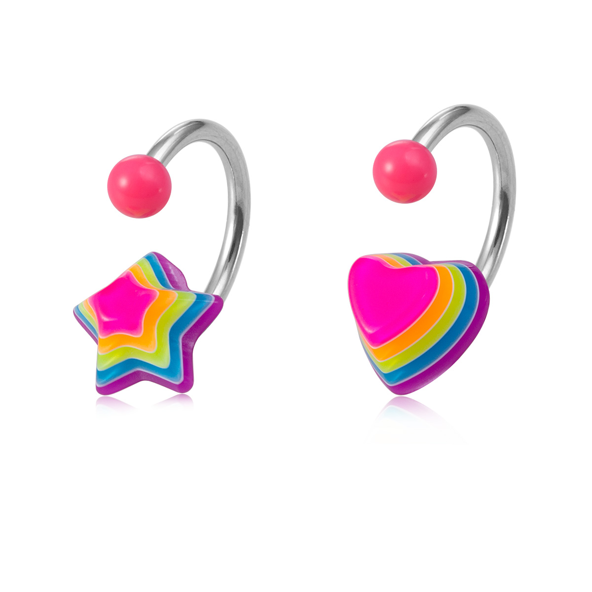 Rainbow Love Flower Stainless Steel Navel Ring Body Piercing Jewelry Ear Bone Ring