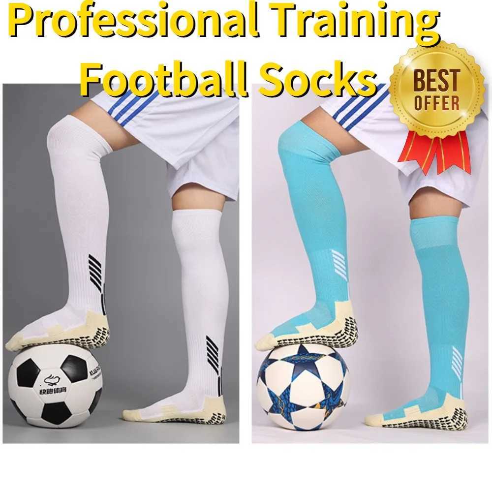 Anti-Slip Football Socks Cut Black Long Length Adhesive Towel High Leg Grip Soccer Stockings Sports for Men and Children Z250731
