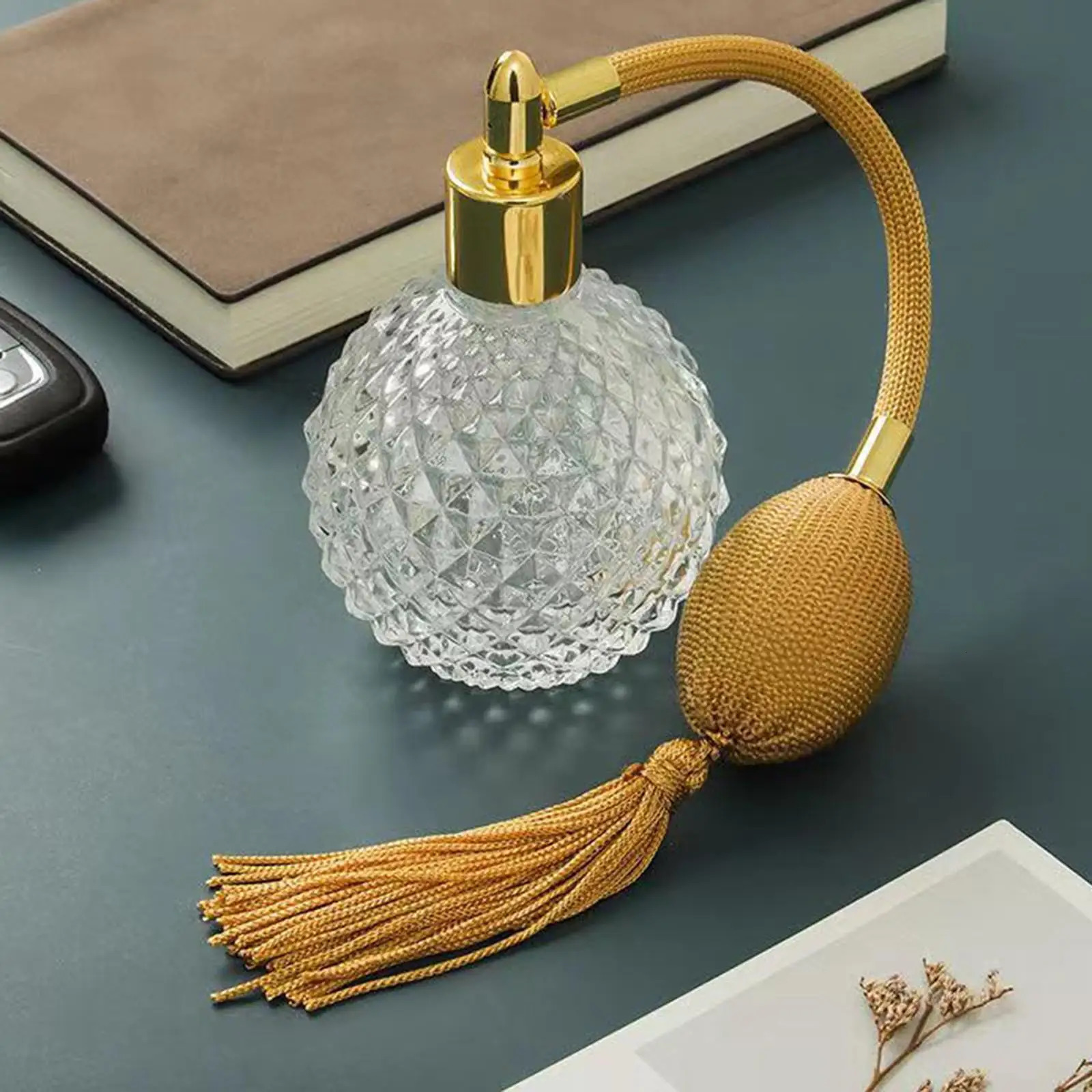 Perfume Bottle Empty 100ml Colorful Crystal Vintage Gold Long Spray Tassels Mist Parfume Atomizer Pump Refillable Glass Bottles 250726