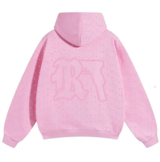 2025 Men's Clothing Printed Dark Rhinestone Black Series Youth Casual Trendy Long Sleeve Hooded Sweatshirt