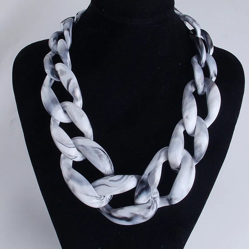 FishSheep Statement Acrylic Chunky Chain Long Necklace Vintage Resin Big Choker Pendant Necklaces For Women Fashion Jewelry 250729