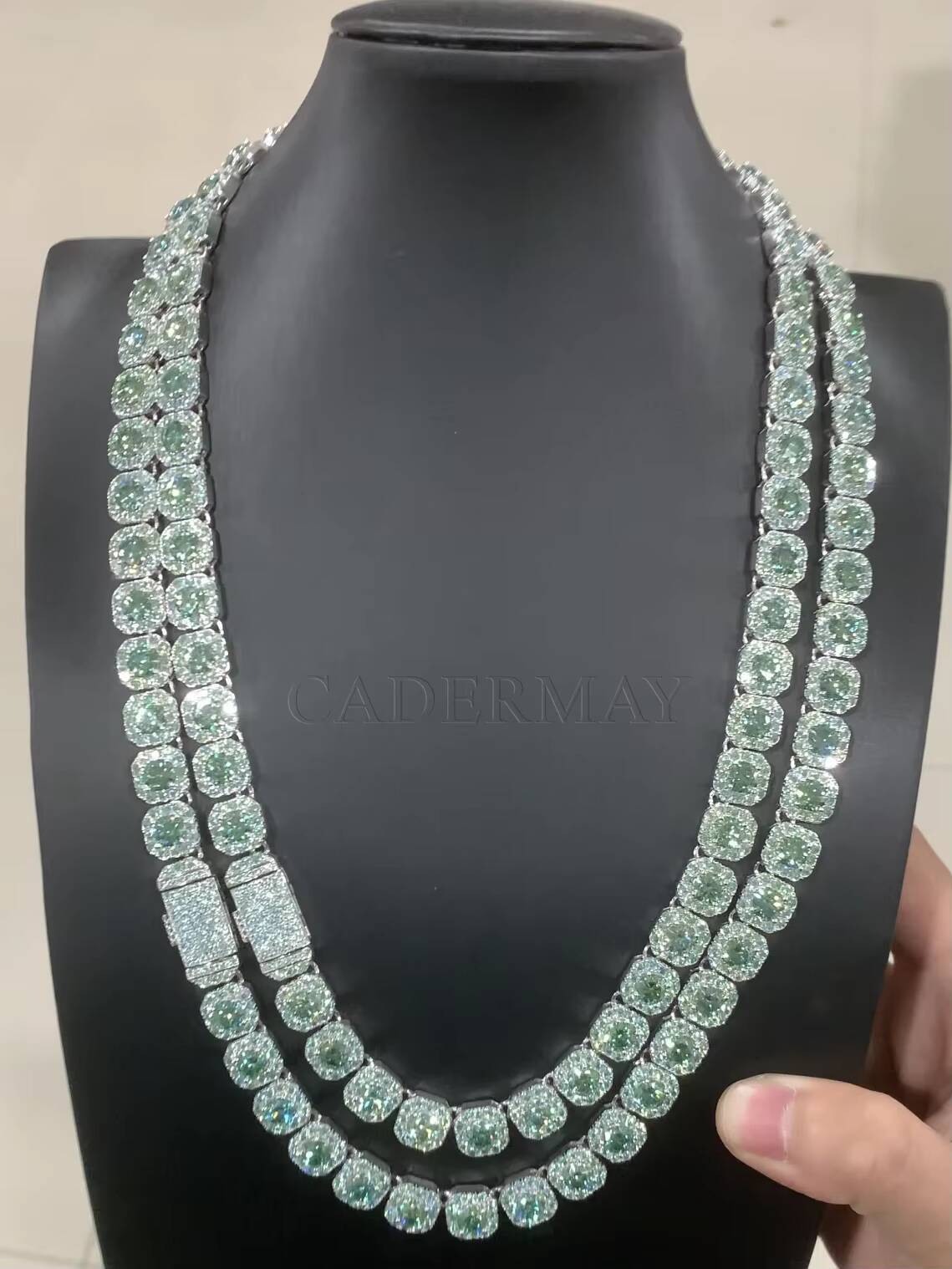 Moissanite 925 Sterling Silver 10mm 12mm Trendy Hip Hop Jewelry Iced Out Rock Candy Tennis Diamond Necklace Tennis Bracelet