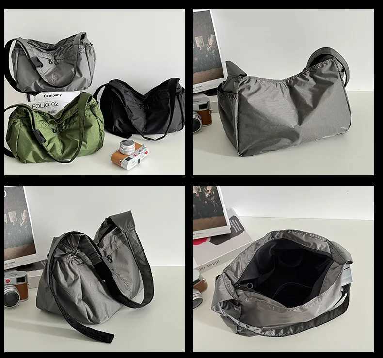 Outdoor Portable Crossbody Bags for Men and Women Commuter Waterproof Youth Shoulder Bag Solid Color Lightweight Female Tote Y250730