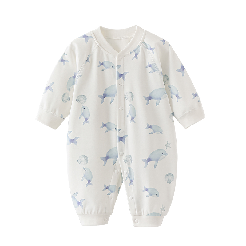 Pure cotton A-type baby jumpsuit newborn home baby clothes baby autumn and winter harem long crawling