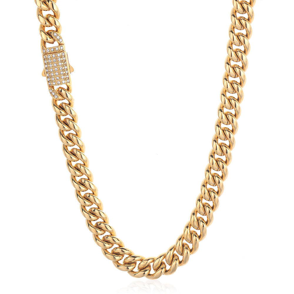 Men's Stainless Steel & Titanium Cuban Link Bracelet with Zirconia Clasp