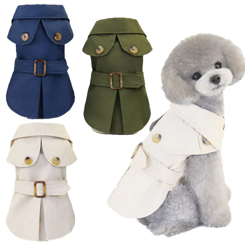 British Style Dog Coat Jacket Short Sleeve Pet Clothes Kahai Green Dog Trench For Small Dogs Yorkie Chiwawa Clothing Apparel XXL 250729