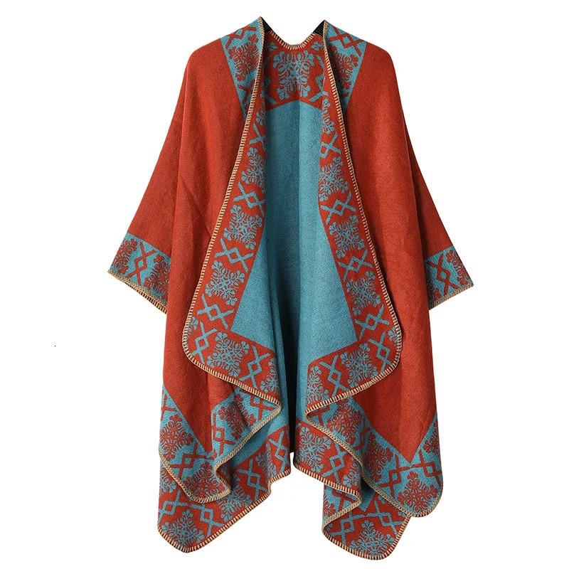 Womens Cape Wearable Shawl Wrapped Around Thick Cashmere Outer Decoration Solid Color 250731