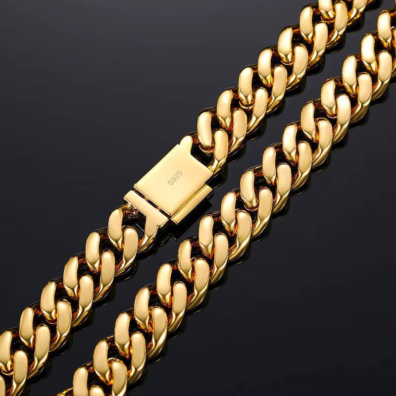 Wholesale Iced Out 10mm Silver VVS Moissanite Cuban Link Chain Hip Hop Lab Grown Moissanite Diamond Cuban Chain Necklace