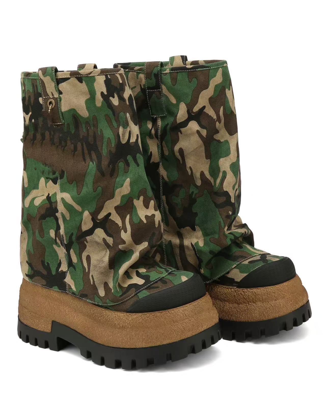 2025 New Women's Retro Chunky Sole Mid Heel Knight Boots - High Shaft PU and Suede Ankle Boots for Fall (Multi-Color)