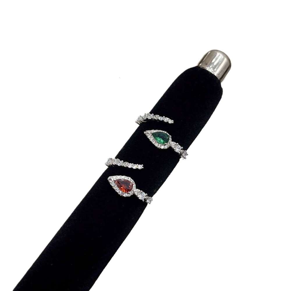 Light Luxury Zircon Sparkling Snake-Shaped Silver Open Ring High-Quality Texture Simple Versatile Trendy Cool Women's Jewelry 445