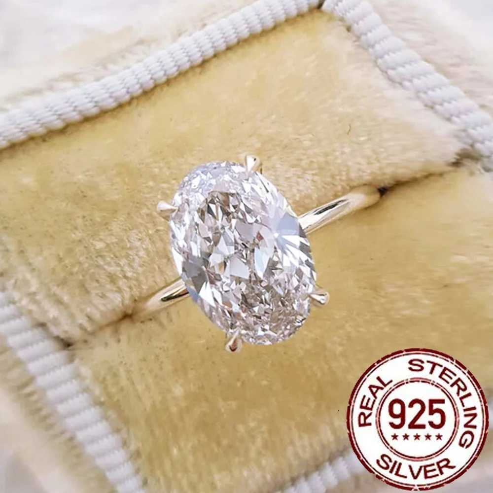 925 Sterling Silver 5CT Oval Cubic Zircon Ring for Women Sparkling Wedding Band Jewelry Valentines Gift SR006 y250730