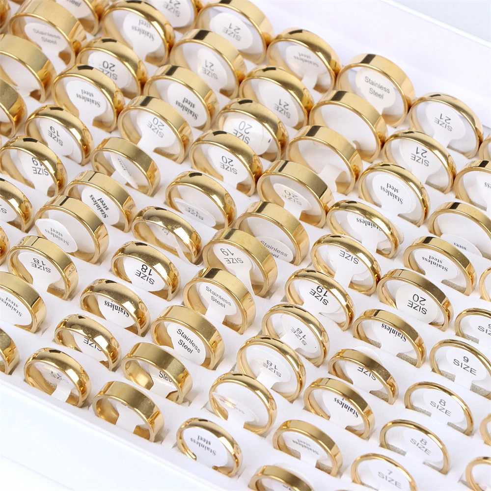 10Pcs/Lot Fashion Simple Flat Spherical Ring For Men Women Gold Silver Black Color Jewelry Anniversary Party Gift y250730