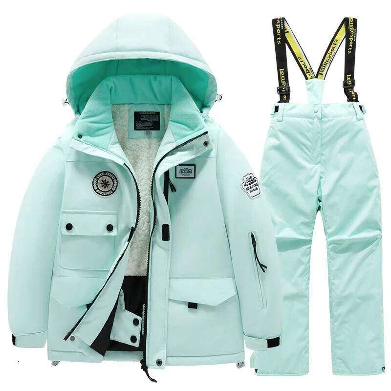 Winter Children's Ski Suit Set For Boys And Girls Single Board Thick Warm Waterproof Cotton Clothing Equipment Snowboard Jacket