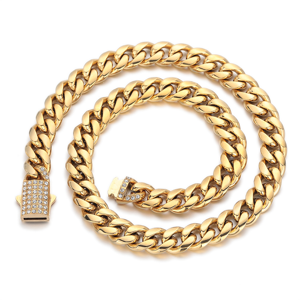 Men's Stainless Steel & Titanium Cuban Link Bracelet with Zirconia Clasp