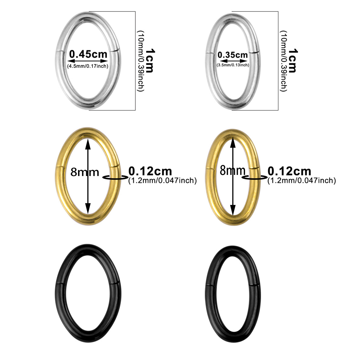Elliptical eyebrow ring, hinged chain ring, stainless steel earrings, body piercing jewelry, ear bone ring wholesale