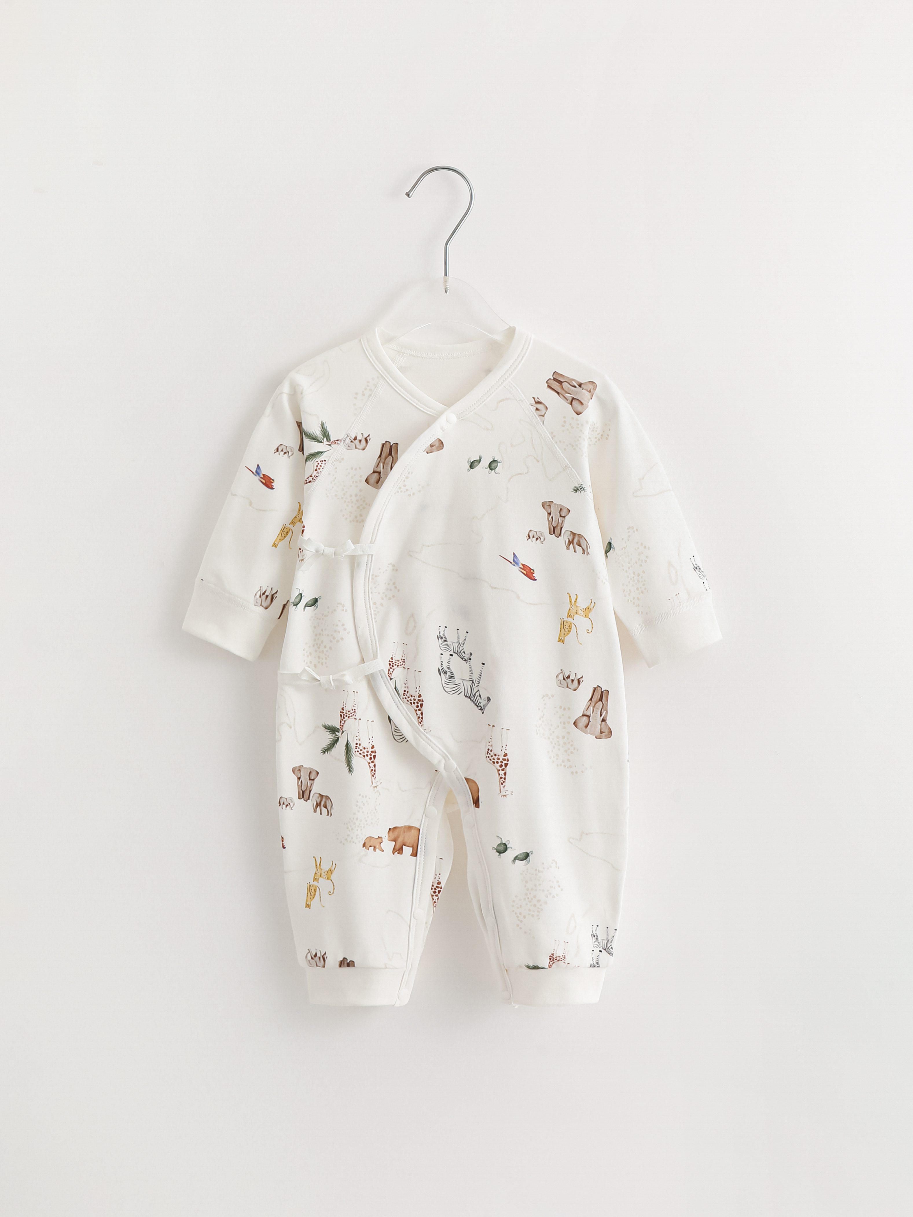 Cotton Breathable Baby All Season Bodysuit with Tie-Up